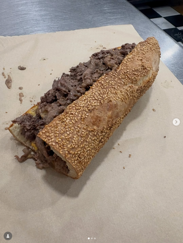 Cheesesteak on a sesame roll
