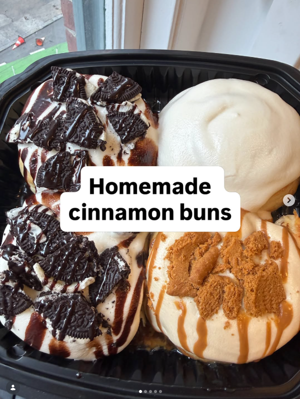 Tray of loaded homemade cinnamon buns